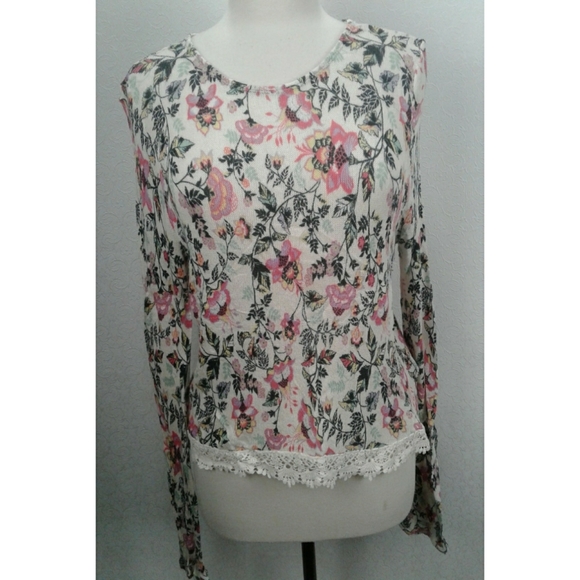 Divided H&M pink and white floral print top size L - Picture 1 of 9
